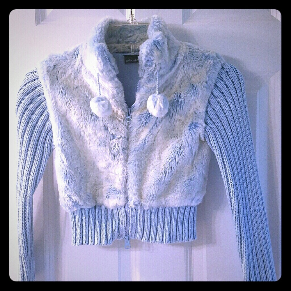 Girl's Cropped Fur Sweater Jacket
